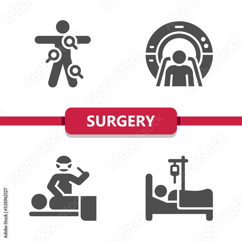 Surgery Icons. Surgeon, Operation, Healthcare vector icon set