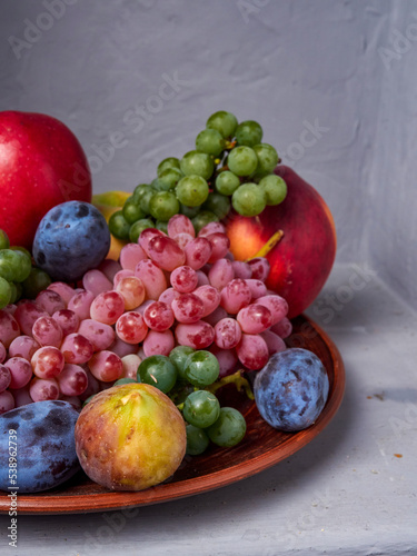 Beautiful still life with different varieties of fruit