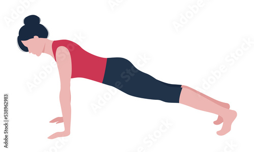 Woman doing yoga exercise isolated on white background