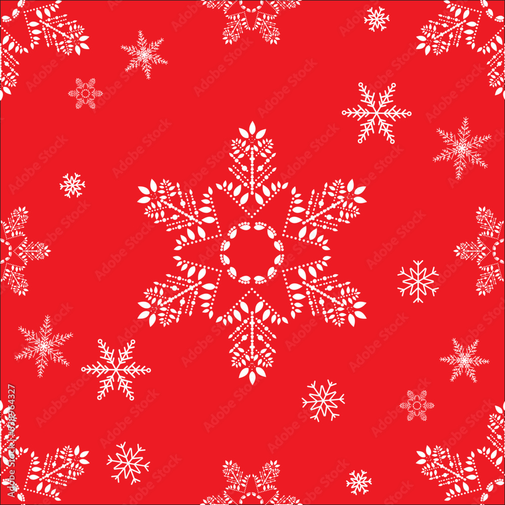 Tartan pattern,Scottish traditional fabric seamless Christmas tone, Snow Globe , Red and White background