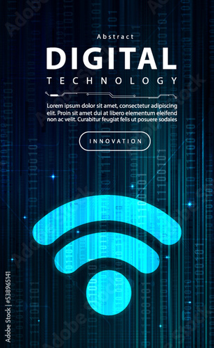 Digital technology and 4G 5G 6G network wireless internet Wi-fi connection, banner green blue background, cyber future futuristic, abstract big data network connection access tech, illustration vector