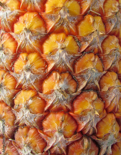 Pineapple seen up close creating a beautiful texture 