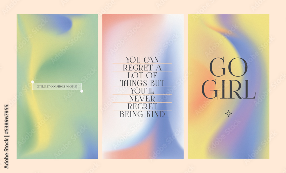 Fototapeta premium Social media story gradient aesthetic quotes template collection