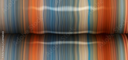Flow concept with orange and blue stripes on curved background for abstract art wallpaper of lines.