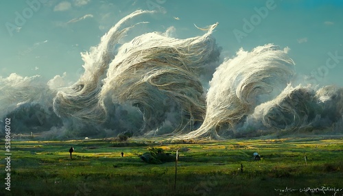 windy storm at the field photo