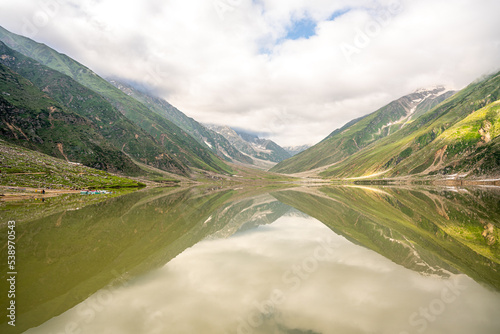 A Stunning Lake Saiful Malook View with cloudy skies photo