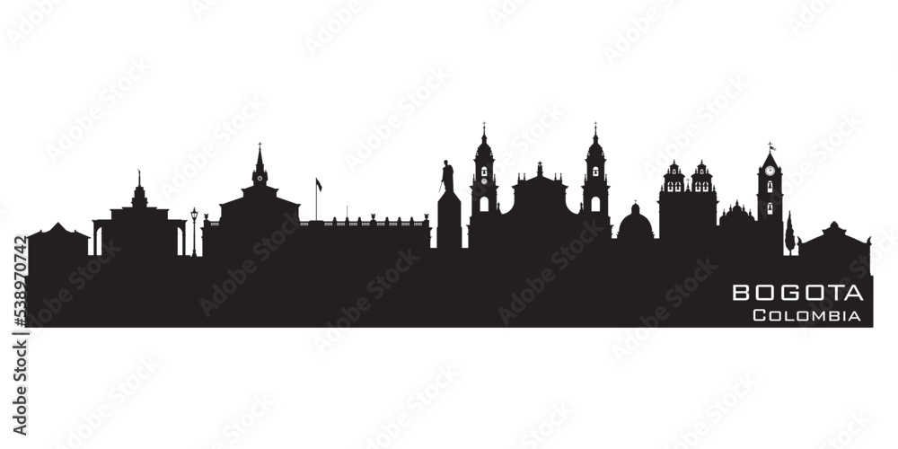 Bogota Colombia city skyline vector silhouette