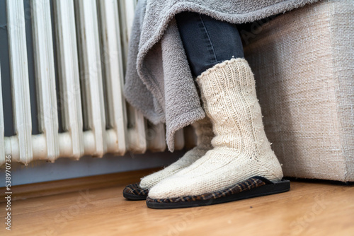 Man suffering cold at home and problem with house heating