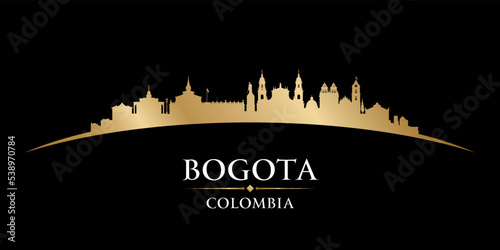Bogota Colombia city silhouette black background