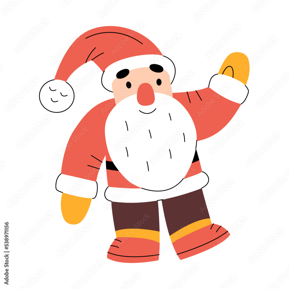 Cute Santa Claus greeting and waving hand