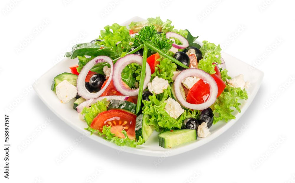 Fresh tasty vegetable salad in bowl on white background Fresh tasty vegetable salad in bowl on white background