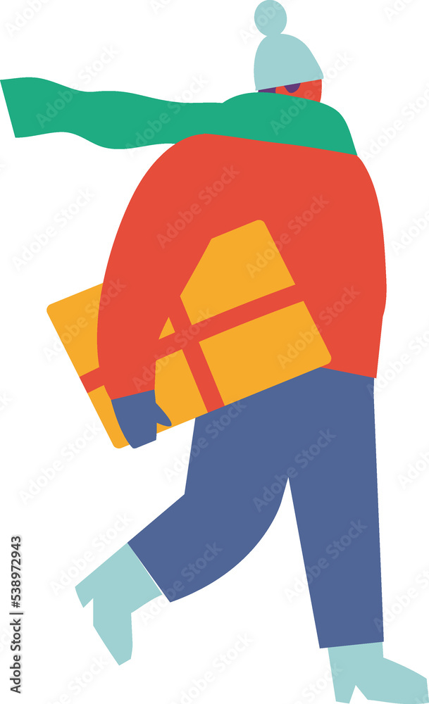 Winter time. Man in warm clothes and scarf flat vector illustration Winter time. Man in warm clothes and scarf flat vector illustration