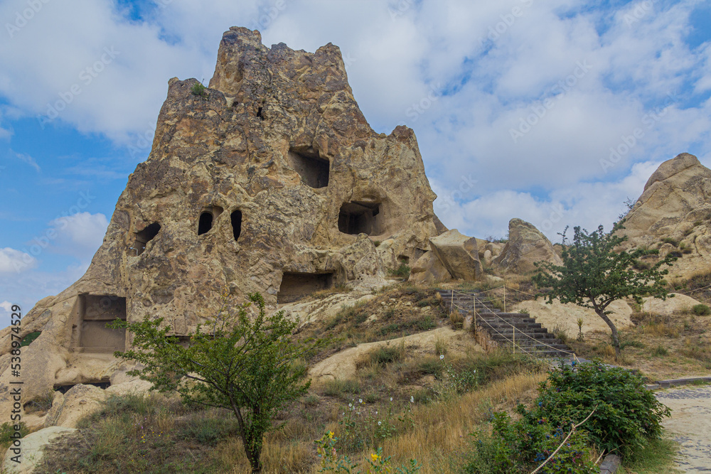 Old cave dwellings near Goreme town in Cappadocia, Turkey