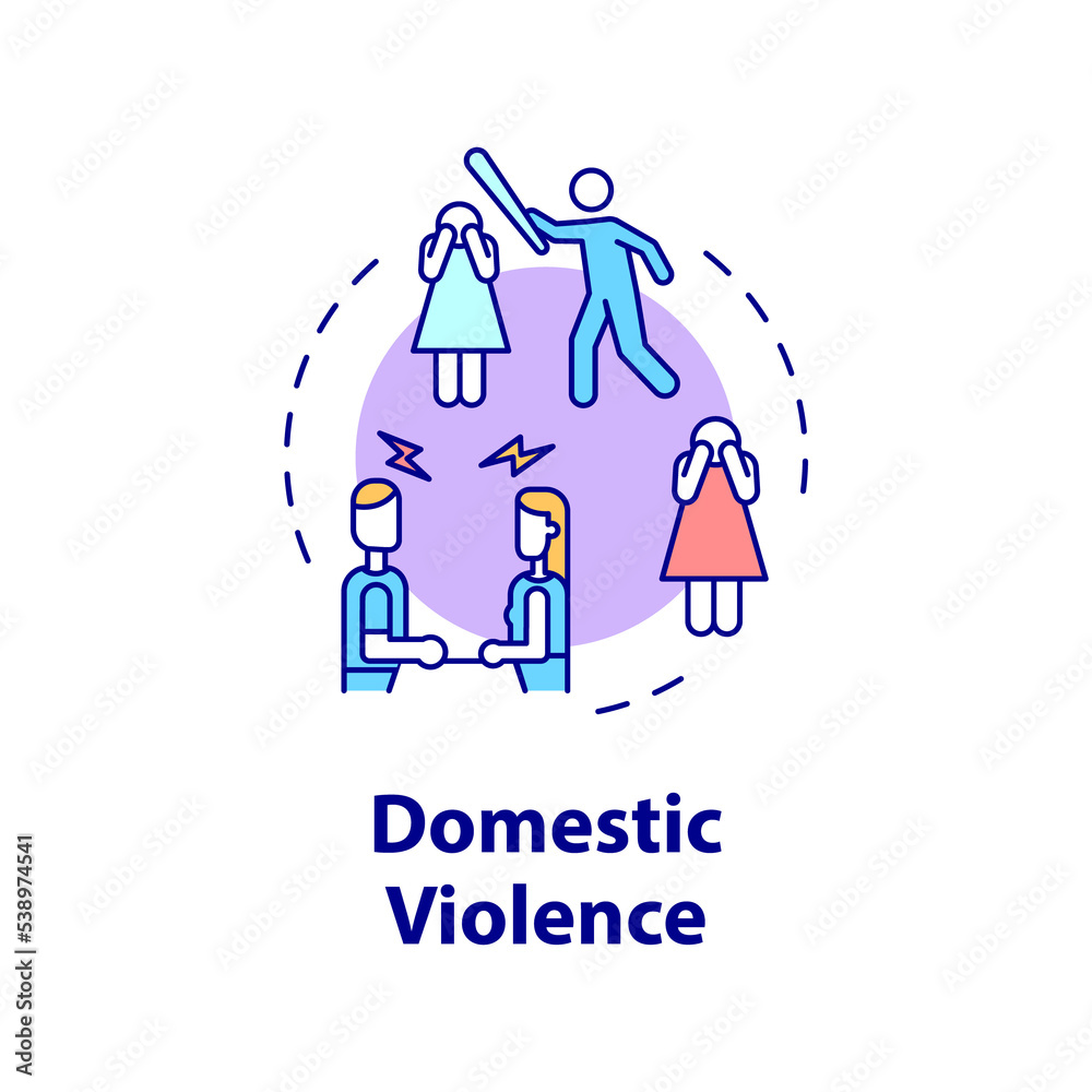 Domestic violence concept icon. Abuse in marriage. Divorce reason abstract idea thin line illustration. Isolated outline drawing