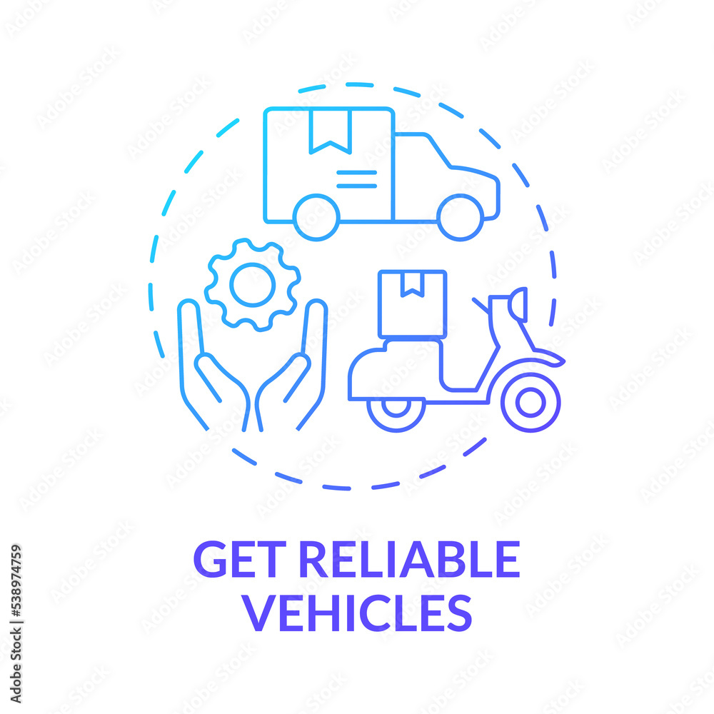 Get reliable vehicles blue gradient concept icon. Freight delivery business abstract idea thin line illustration. Isolated outline drawing Get reliable vehicles blue gradient concept icon. Freight delivery business abstract idea thin line illustration. Isolated outline drawing