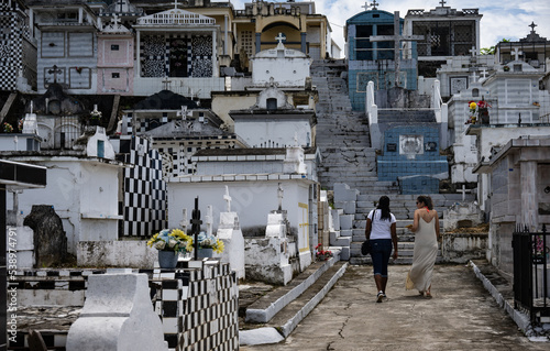 The iconic cemetery of Morne à l'Eau on the French West Indies island of Guadeloupe photo