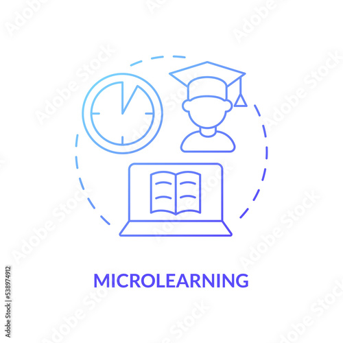Microlearning blue gradient concept icon. Short time lessons method abstract idea thin line illustration. Isolated outline drawing