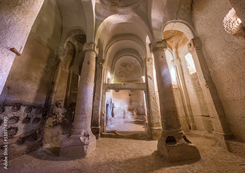 Direkli Kilise (Column Church) cave church in Cappadocia, Turkey