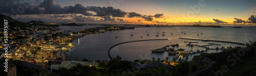 Sunset from Fort Louis on the French/Dutch Caribbean island of St Martin photo