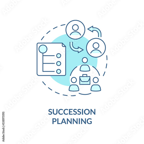 Succession planning turquoise concept icon. Senior position replacement. HR abstract idea thin line illustration. Isolated outline drawing