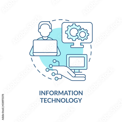 Information technology turquoise concept icon. Business management skills abstract idea thin line illustration. Isolated outline drawing