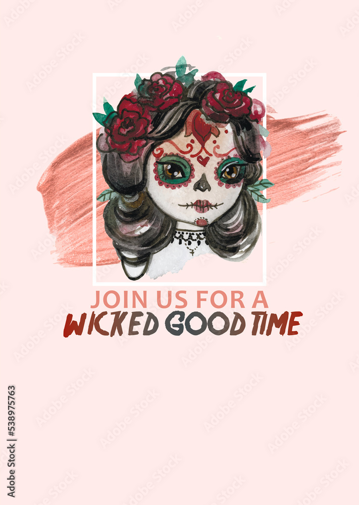 Halloween birthday bash party invitation card blank template for girl ...