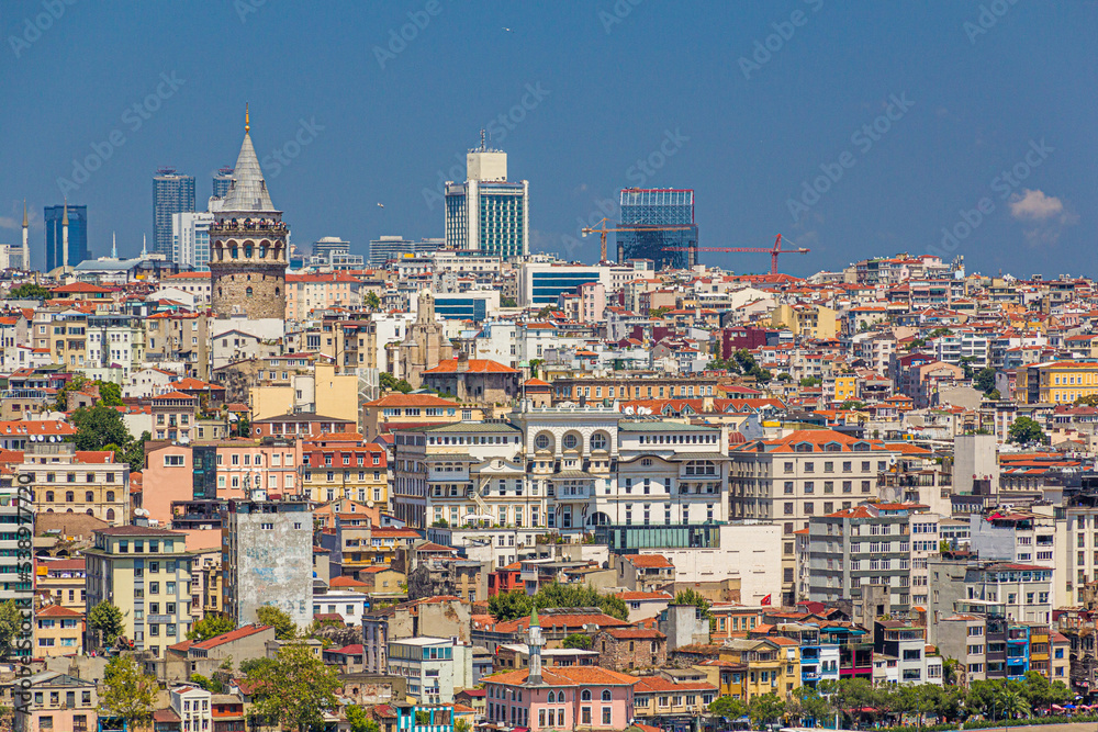 Skyline of Galata district of Istanbul, Turkey