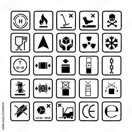 Set of packaging products design symbol