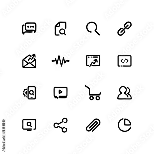 Outline web icons set - Search Engine Optimization. Thin line web icon collection. Simple vector illustration.