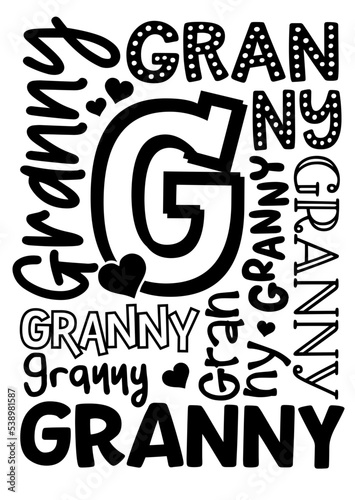 Granny sign print svg image  Isolated on transparent background Various fonts
