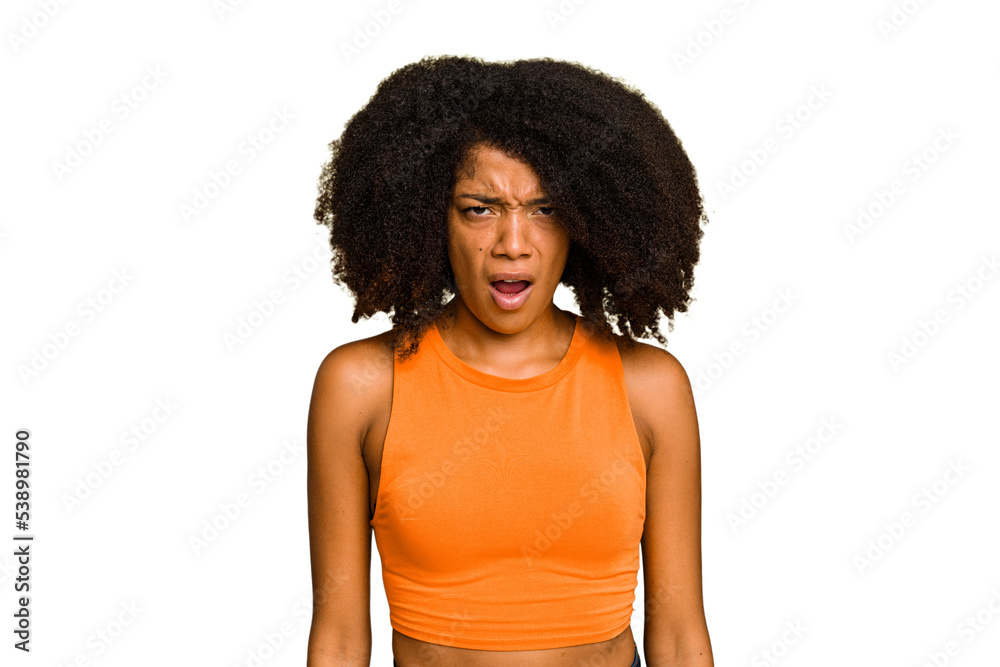 Young African American woman isolated shouting very angry, rage concept, frustrated. Young African American woman isolated shouting very angry, rage concept, frustrated.