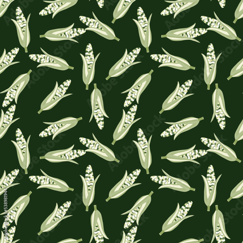 Corn plants seamless pattern. Corn cobs endless wallpaper.