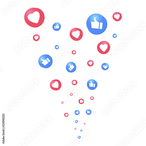 Obraz na plátně icon emoji like and love, Social media concept reacting to a positive viral post