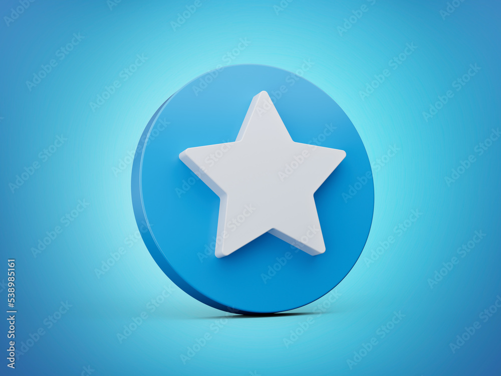 Blue rating star icon sign or review success award symbol 3d illustration Blue rating star icon sign or review success award symbol 3d illustration