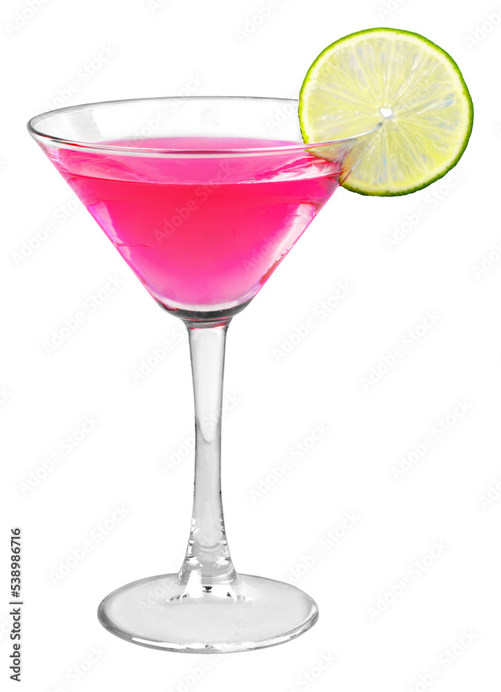 Pink Cocktail with Lime Garnish Pink Cocktail with Lime Garnish