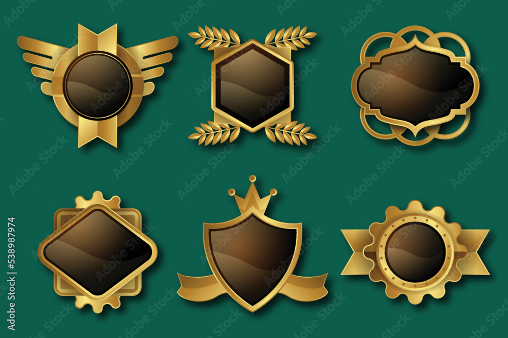 gradient golden luxury badges set vector design illustration gradient golden luxury badges set vector design illustration