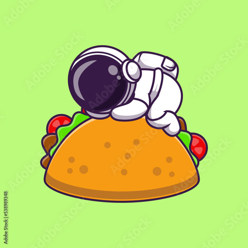 Astronaut Sleeping On Taco Food Cartoon Vector Icon 
Illustration. Science Food Icon Concept Isolated Premium 
Vector. Flat Cartoon Style