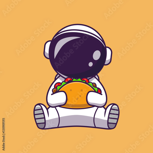 Astronaut Eating Taco Cartoon Vector Icon Illustration. 
Science Food Icon Concept Isolated Premium Vector. Flat 
Cartoon Style