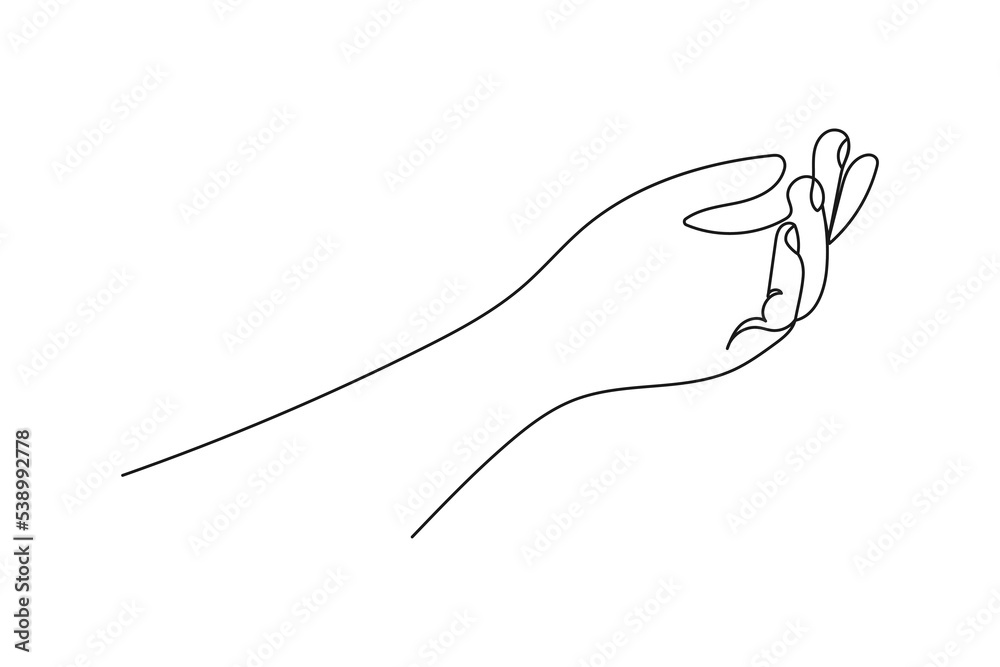 Obraz premium Outstretched hand illustration with one continuous line. Concept of request, invitation, help.