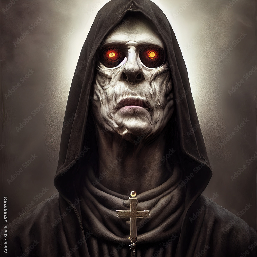 Dark Priest Nun Horror Character 3D Illustration Dark Priest Nun Horror Character 3D Illustration