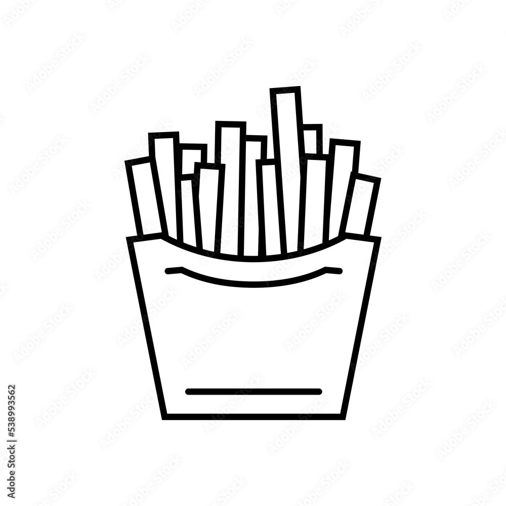 French fries line icon. Pack of traditional french fried potatoes. Vector Illustration 