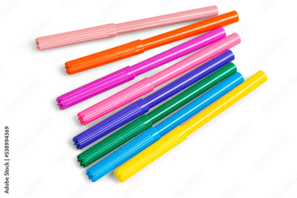 Colorful markers isolated on white - obrazy, fototapety, plakaty 