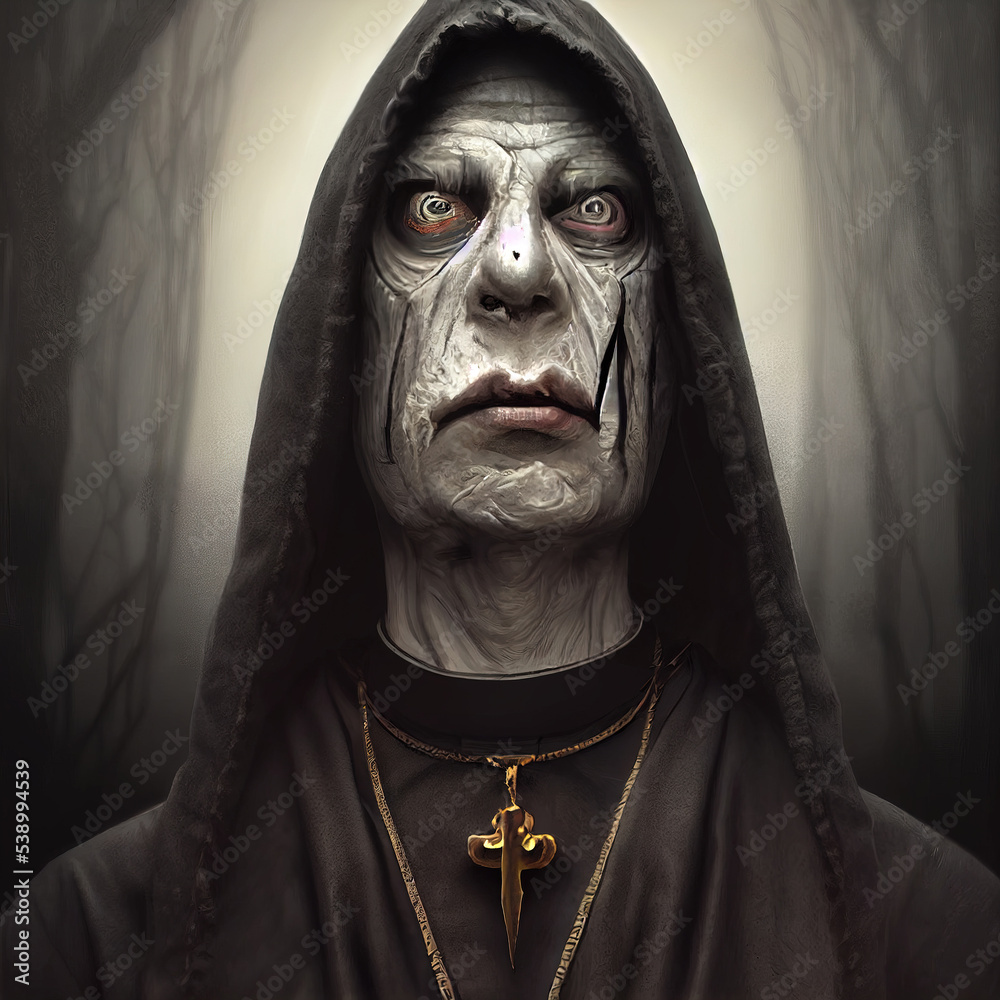 Dark Priest Nun Horror Character 3D Illustration Dark Priest Nun Horror Character 3D Illustration