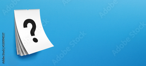 Question mark design with calendar on blue background