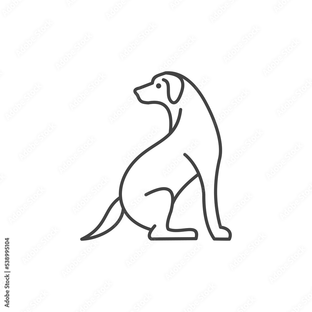 dog logo design minimalist, monoline, lineart, outline icon template vector illustration