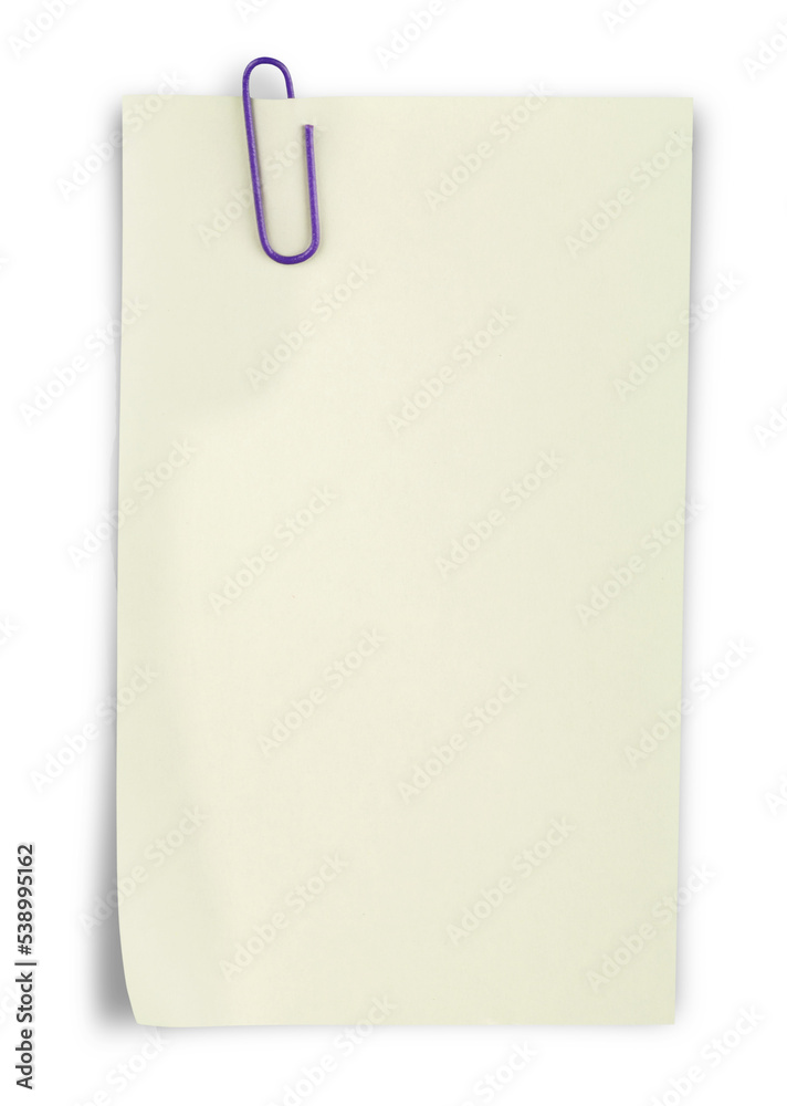 Blank Note Paper with Paper Clip Blank Note Paper with Paper Clip