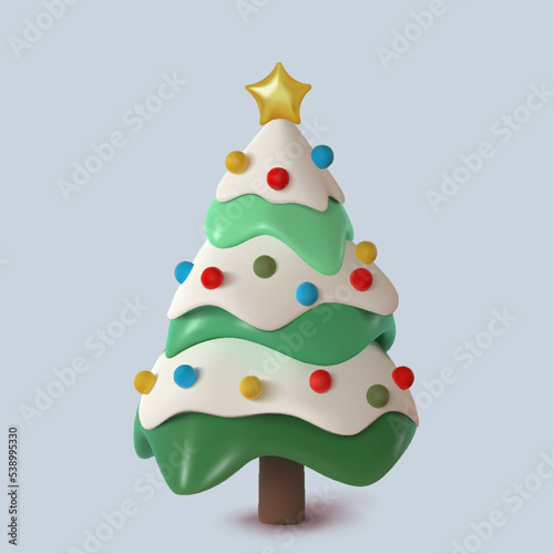 Wallpaper Mural Abstract snow Christmas tree decorated with toys. Vector 3d illustration. Happy New Year and Merry Christmas. Torontodigital.ca