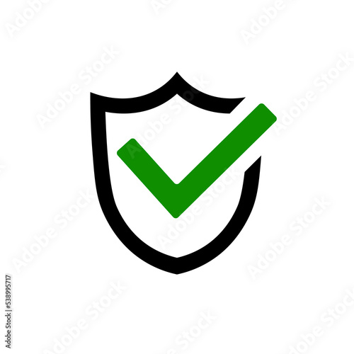 Mark approved icon in flat style. Shield icon with tick. Guard shield symbol. Abstract security vector icon illustration isolated on white background. Vector illustration for graphic design, Web, app.