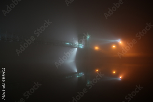 background of lightsBridge in fog