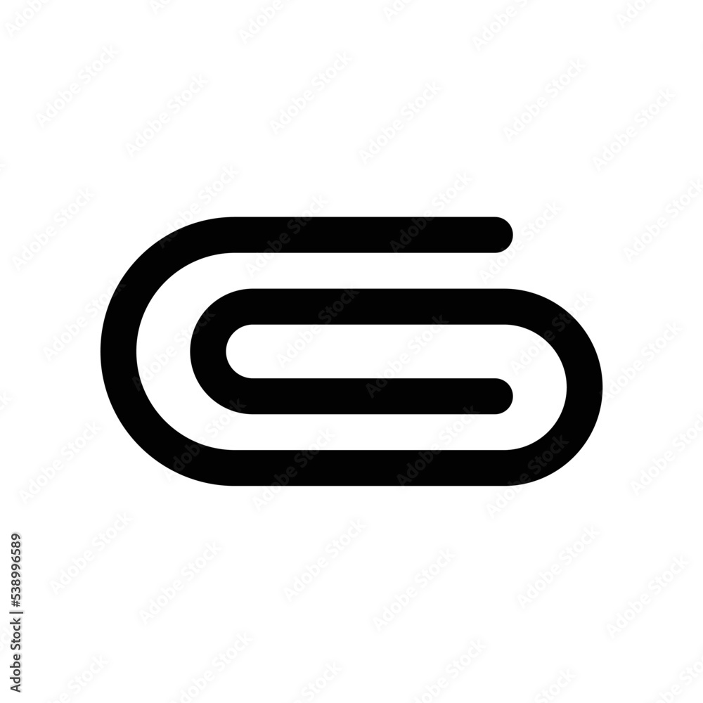 Paperclip icon for document attachment in black outline style Paperclip icon for document attachment in black outline style